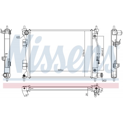 RADYATÖR HYUNDAI i20 1.2 1.4 BENZİNLİ OTOMATİK 2014-2020 500*376*16
